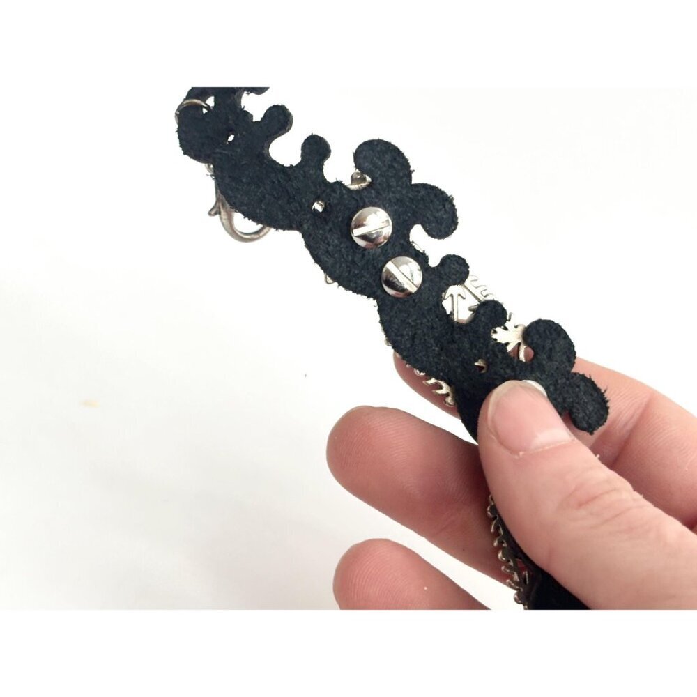 Faux Black Leather Boho Gemstone Silver T Adjustable Vintage Bracelet - 7" - 9" - Picture 12 of 14